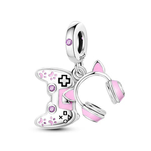 925 Sterling Silver Game Controller and Headset Charm for Bracelets Fine Jewelry Women Pendant