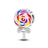 925 Sterling Silver Rainbow Lollipop Charm for Bracelets Fine Jewelry Women Pendant