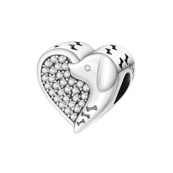 925 Sterling Silver Love My Dog Charm for Bracelets Fine Jewelry Women