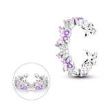 925 Sterling Silver Purple Butterflies Ring for Women Fine Jewelry