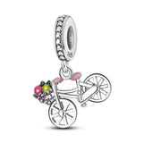 925 Sterling Silver Bicycle Dangle Charm for Bracelets Fine Jewelry Women