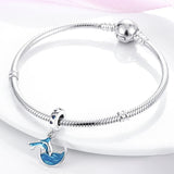 925 Sterling Silver Blue Dolphins Charm for Bracelets Fine Jewelry Women