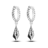 925 Sterling Silver Seashell Hoop Earrings