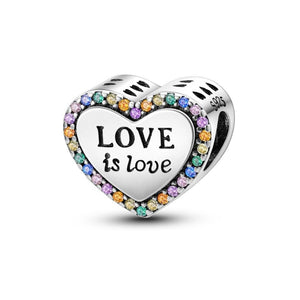 925 Sterling Silver Love is Love Charm for Bracelets Fine Jewlery Women Pendant Necklace