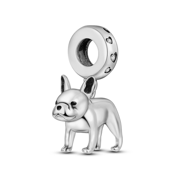 925 Sterling Silver French Bulldog Charm for Bracelets Fine Jewelry Women Pendant Boston Terrier