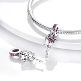 925 Sterling Silver Rose Dangle Charm for Bracelets Fine Jewelry Women Pendant Necklace