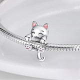 925 Sterling Silver Kitty Cat Charm for Bracelets Fine Jewelry Women
