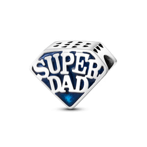 925 Sterling Silver Super Dad Charm for Bracelets Fine Jewelry Women Pendant