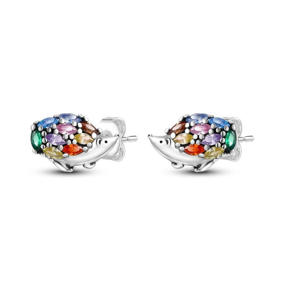 925 Sterling Silver Hedgehog Stud Earrings for Women Fine Jewelry Women Fashion Accessory
