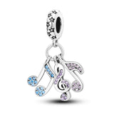 925 Sterling Silver Music Charm for Bracelets Fine Jewelry Women Pendant