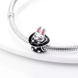 925 Sterling Silver Rabbit in a Hat Charm for Bracelets Fine Jewelry Women Pendant