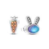 925 Sterling Silver Carrot And Rabbit Stud Earrings For Women Fashion Accessory