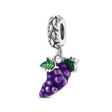 925 Sterling Silver Purple Grapes Charm for Bracelets Fine Jewelry Women Pendant