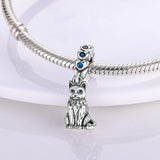 925 Sterling Silver Cat Charm for Bracelets Fine Jewelry Women Pendant