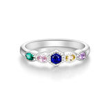 925 Sterling Silver Multi Colored Ring Fine Jewelry Women