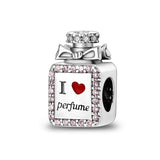 925 Sterling Silver I Love Perfume Charm for Bracelets Fine Jewelry Women Pendant Necklace