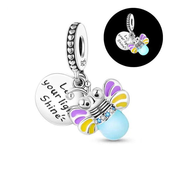925 Sterling Silver Glow in the Dark Firefly Charm