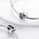 925 Sterling Silver Mom Love Charm for Bracelets Fine Jewelry Women