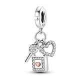 925 Sterling Silver Lock and Key Charm
