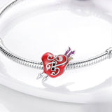 925 Sterling Silver Red Heart Charm for Bracelets Fine Jewelry Women