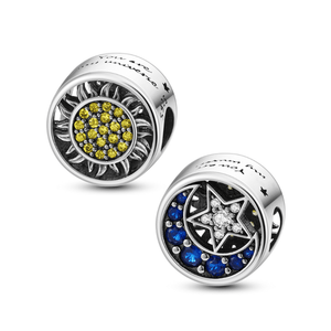 925 Sterling Silver Sun Moon and Star Charm for Bracelets Fine Jewelry Women