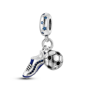 925 Sterling Silver Soccer Charm for Bracelets Fine Jewelry Women Pendant Football