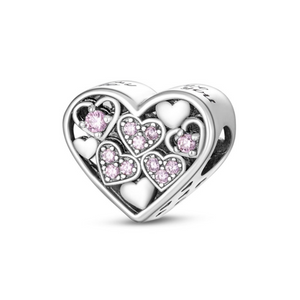 925 Sterling Silver Hearts Love Charm for Bracelets Fine Jewelry Women
