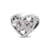 925 Sterling Silver Hearts Love Charm for Bracelets Fine Jewelry Women