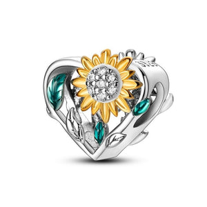 925 Sterling Silver Sunflower Charm for Bracelets Fine Jewelry Women Pendant Necklace