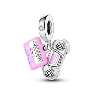 925 Sterling Silver Radio Cassette Player Charm for Bracelets  Jewelry Women Pendant