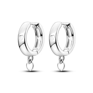925 Sterling Silver Hearts Hoop Earrings Women Fine Jewelry