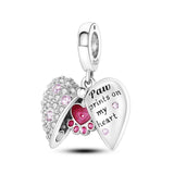 925 Sterling Silver Paw Prints on My Heart Charm for Bracelets Jewelry