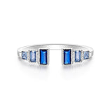 925 Sterling Silver Blue Open Ring Fine Jewelry Women