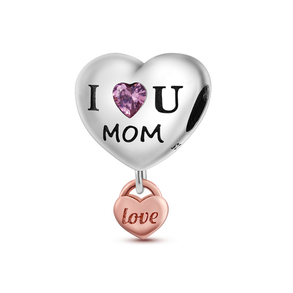 925 Sterling Silver I Love You Mom Charm for Bracelets Fine Jewelry Women