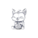925 Sterling Silver Playful Kitten Charm for Bracelets Fine Jewelry Women Cat