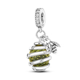 925 Sterling Silver Honeycomb Bee Charm for Bracelets Fine Jewelry Women