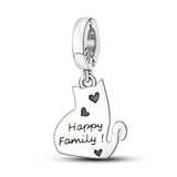 925 Sterling Siver Cat Family Charm for Bracelets Fine Jewelry Women Pendant Necklace