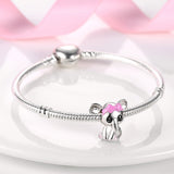 925 Sterling Silver Pink Baby Elephant Charm