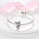 925 Sterling Silver Little Girl with Unicorn Charm for Bracelets Fine Jewelry Women