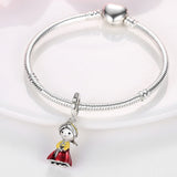 925 Sterling Silver Princess Charm for Bracelets Fine Jewelry Women Pendant Necklace