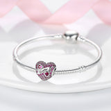 925 Sterling Silver Sister Heart Charm for Bracelets Fine Jewelry Women Pendant Necklace