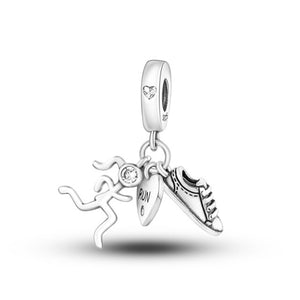 925 Sterling Silver Running Charm for Bracelets Fine Jewelry Women Pendant Necklace