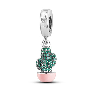 925 Sterling Silver Little Cactus Charm for Bracelet Fine Jewelry Women