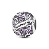 925 Sterling Silver Birthstone February Charm for Bracelets Fine Jewelry Women Pendant Necklace