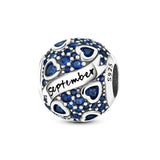 925 Sterling Silver Birthstone September Charm for Bracelets Fine Jewelry Women Pendant Necklace