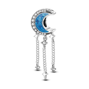 925 Sterling Silver Moon and Stars Charm for Bracelets Fine Jewelry Women