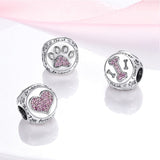 925 Sterling Silver Dog Bone Paw Print Charm for Bracelets Fine Jewelry Women