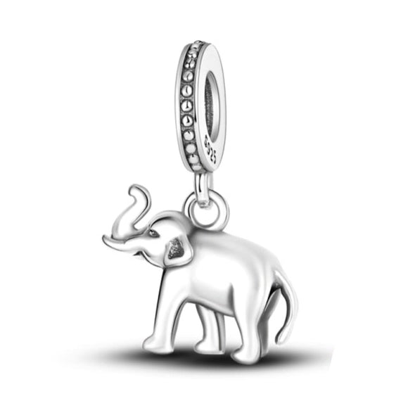 925 Sterling Silver Elephant Dangle Charm for Bracelets Fine Jewelry Women