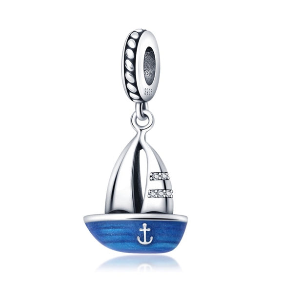 925 Sterling Silver Sailing Boat Charm for Bracelets Fine Jewelry Women Own Pendant Necklace