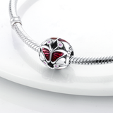 925 Sterling Silver Burgundy Butterfly Charm for Bracelets Fine Jewelry Women